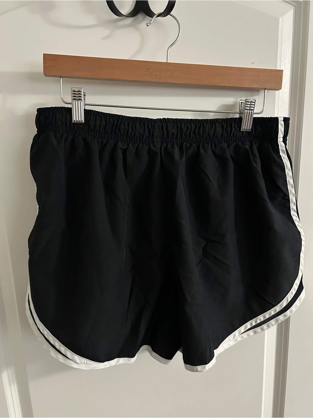 Nike Women's Black Athletic Shorts with White Piping - Picture 3 of 4